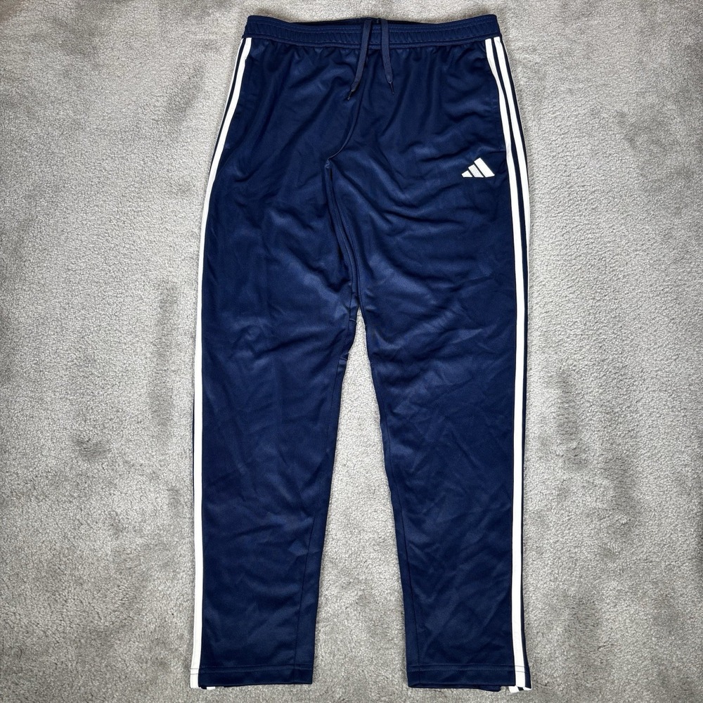 Adidas Track Pants Mens XL Blue Striped Slim Fit Tapered Soccer Tiro Athletic